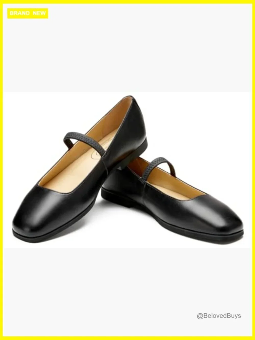 Women's Lightweight Leather Mary Jane Flats - Slip On Walking Shoes